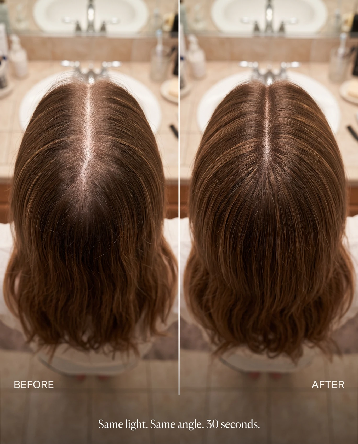 Before and after part-line coverage shown in the same light and angle